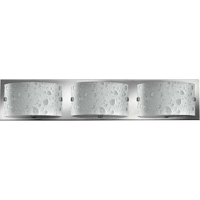 IP44 3 Bulb Wall Light Bubble Art Glass Polished Chrome Back Plate. LED G9 3.5W