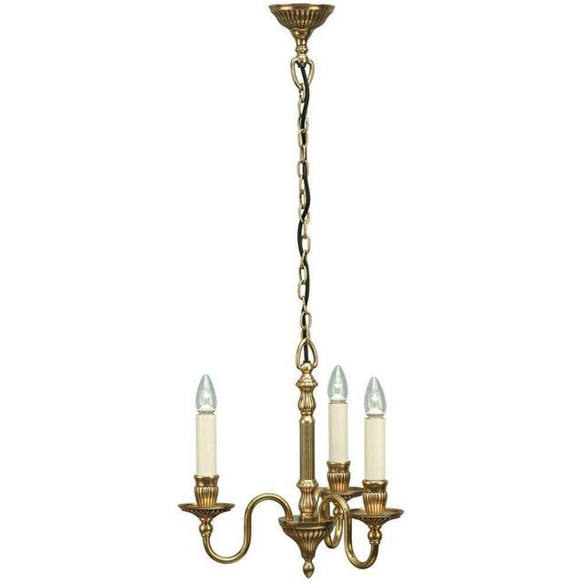 Opulent Hanging Ceiling Pendant Light Solid Brass Gloss Ivory 3 Lamp Chandelier