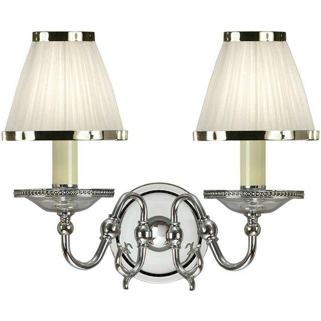 Luxury Flemish Twin Wall LightBright Nickel White ShadeTraditional Lamp Holder