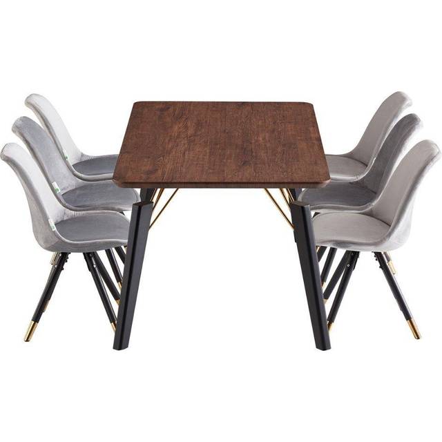 Sofia Cosmo LUX Dining Set with a Modern Table and Chairs Set of 6 - Light Grey