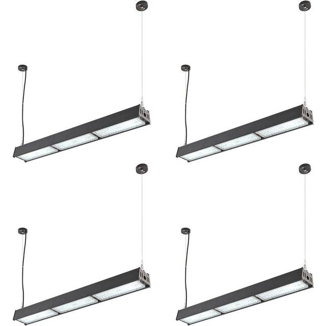 4 PACK Low Bay Warehouse Pendant Light - 200W Daylight White LED - Matt Black