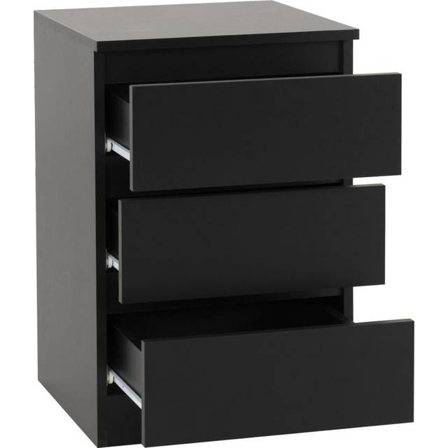 Set of 2 Malvern 3 Drawer Bedside - Black