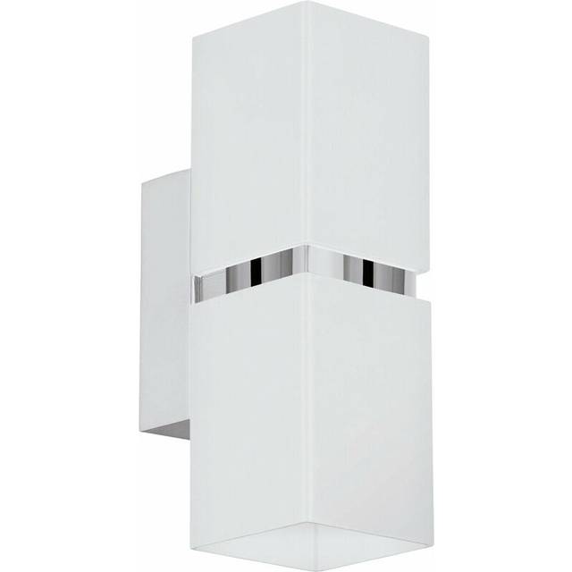 Wall Light Colour Chrome Plated Steel White Square Shape Shade Bulb GU10 2x3.3W