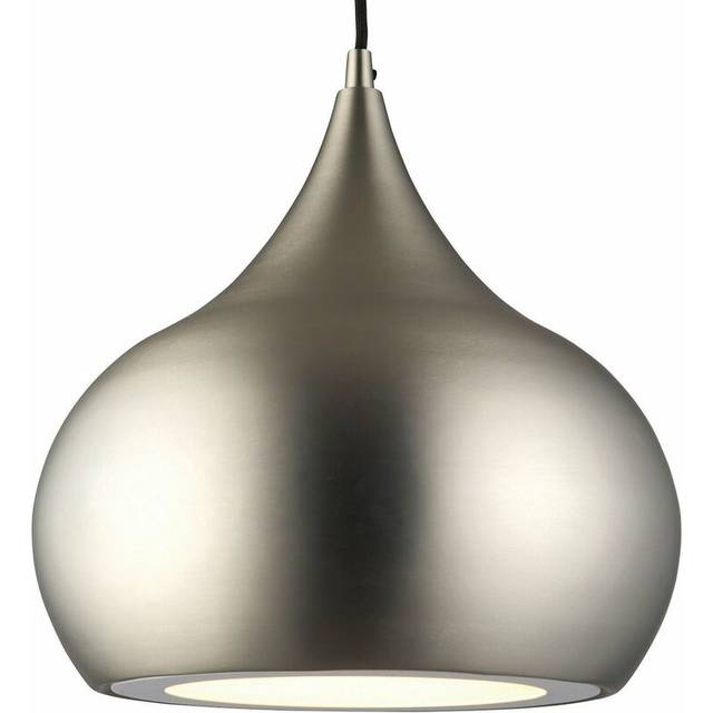 LED Ceiling Pendant Light 18W Cool White Bulb Matt Nickel Hanging Dome Shade