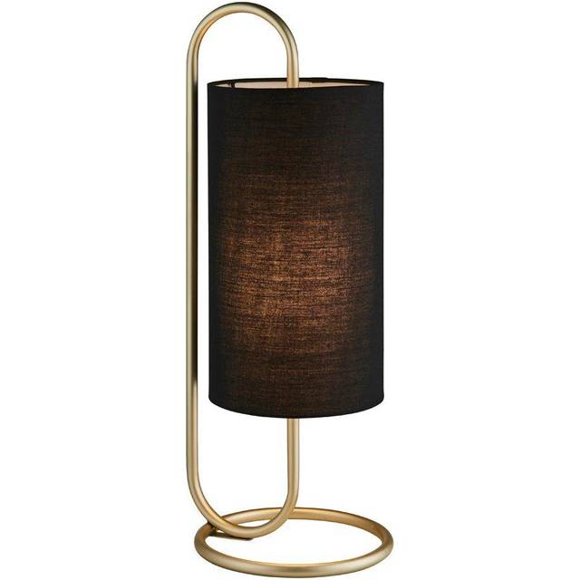 Modern Antique Brass Oval Table Lamp Desk Light & Black Fabric Cylinder Shade