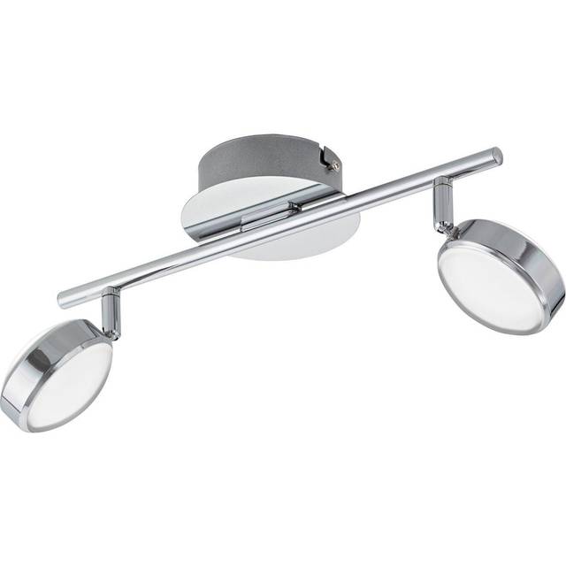 Flush 2 Spot Ceiling Light Colour Chrome Shade Satined Plastic Bulb LED 2x5.4W