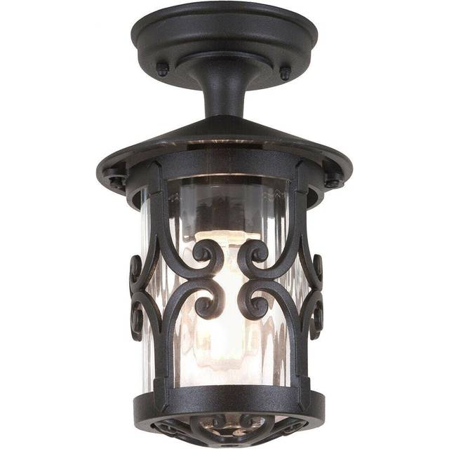 IP23 1 Bulb Semi Flush Light Black LED E27 100W Bulb Outside External