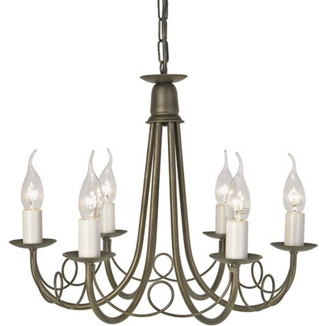 6 Bulb Chandelier Hanging Pendant LIght Black Gold LED E14 60W Bulb