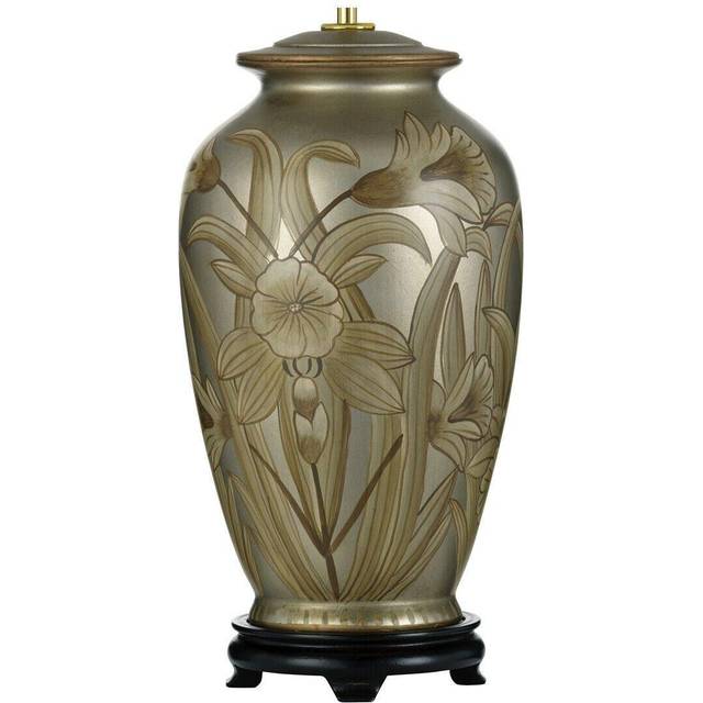 Table Lamp Hand Painted Oriental Ceramic Vase Base Silver LED E27 60w Bulb