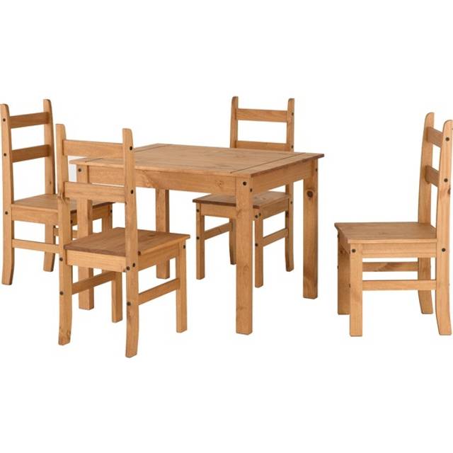 Seconique Corona Budget Dining Set - Distressed Waxed Pine, Brown