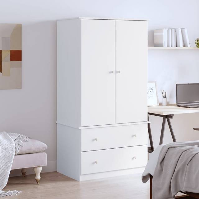 Vidaxl Wardrobe Alta White 90x55x170 Cm Solid Wood Pine