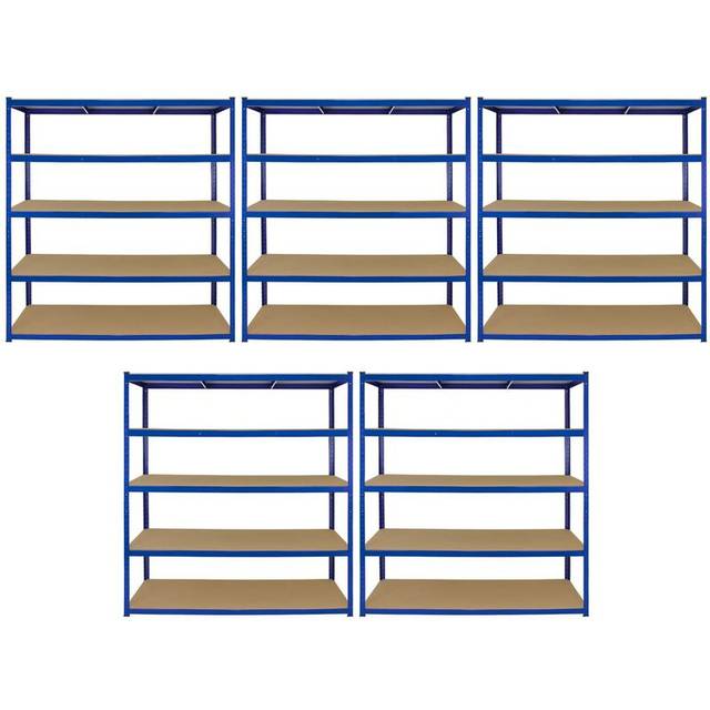 Monster Racking T-rax 5 X Extra Wide Storage Shelves, Blue, 160Cm W, 60Cm D, Blue