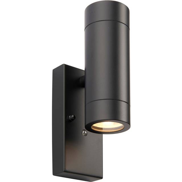 Twin Up & Down IP44 Wall Light - Photocell Sensor - 2 x 7W GU10 LED - Matt Black - One Size