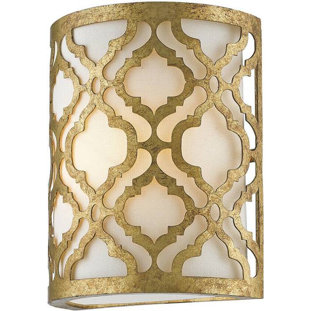 Wall Light Metal Outer Shade Cream Linen Shade Distressed Gold LED E27 60W