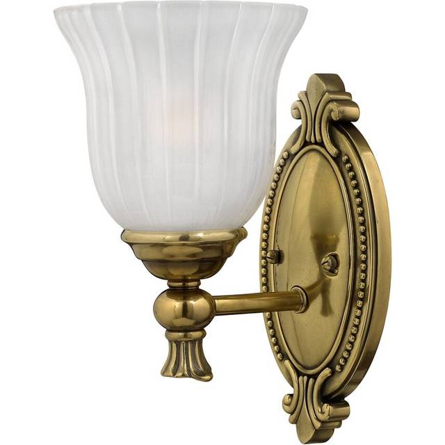 IP 44 Wall LightCast Detailing Frosted Ribbed Glass Burnished Brass LED G9 3.5W