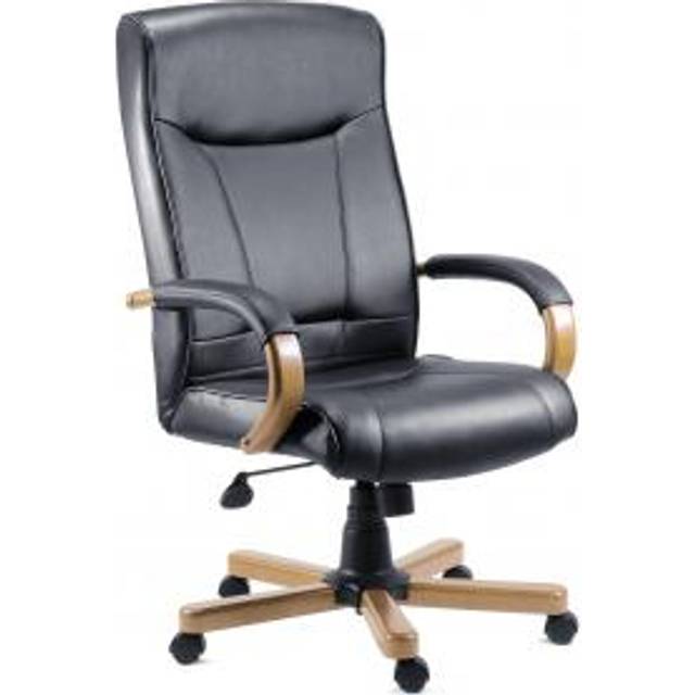 Teknik Kingston Executive Chair w/ Oak-Coloured Arms, Black