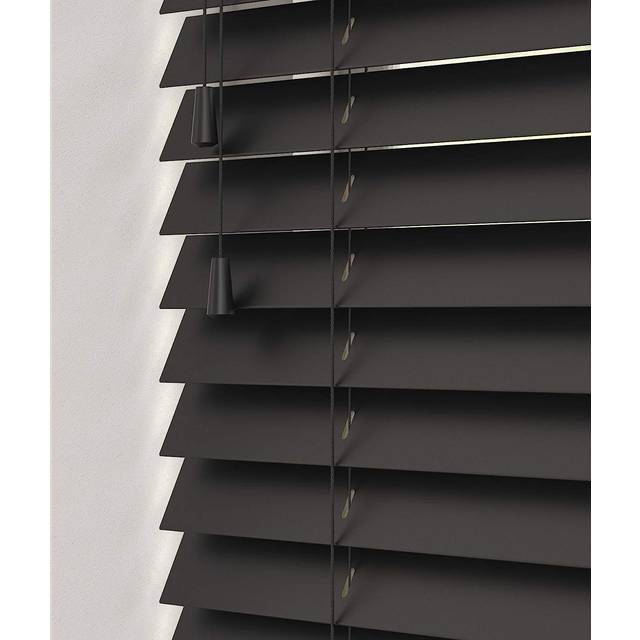 Wooden Venetian Blinds With Strings - Ink Black / 180cm
