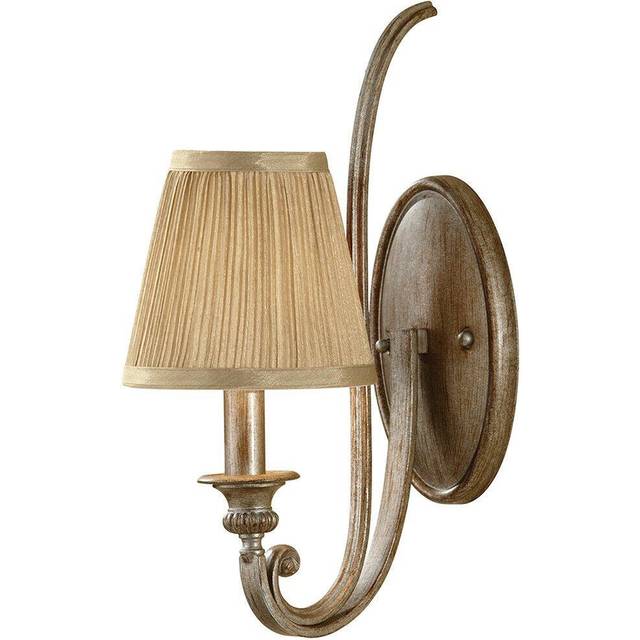Wall Light Curved Design Gold Shade Mushroom Pleat Silver Sand LED E14 60W
