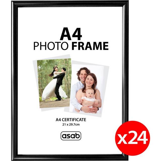 (Black, 24 Pack) A4 Photo Picture Frame Certificate Wall & Desk Mountable Silver Black Gold