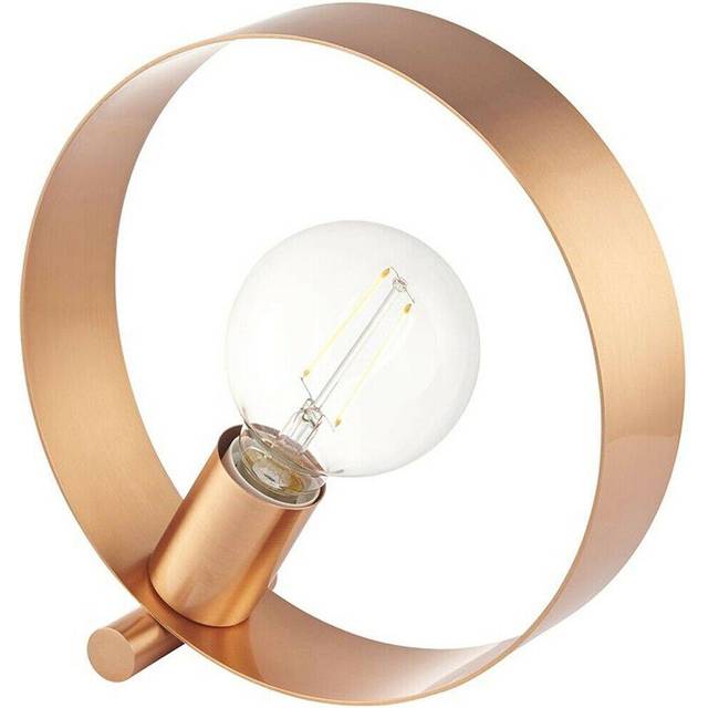 Modern Sleek Table Lamp Light Brushed Copper Metal Hoop Shade Industrial Chic
