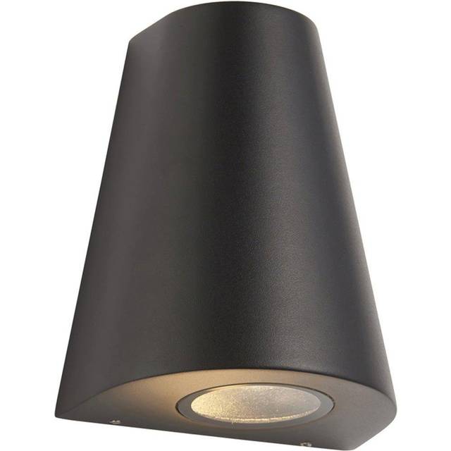 Non Automatic Up & Down Outdoor Wall Light - Textured Black & Clear Glass