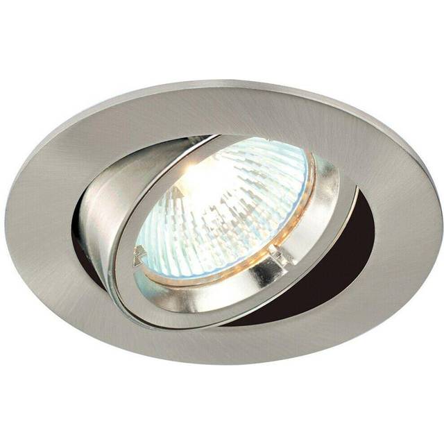 TILTING Round Recess Ceiling Down Light Satin Nickel 95mm Flush GU10 Fitting