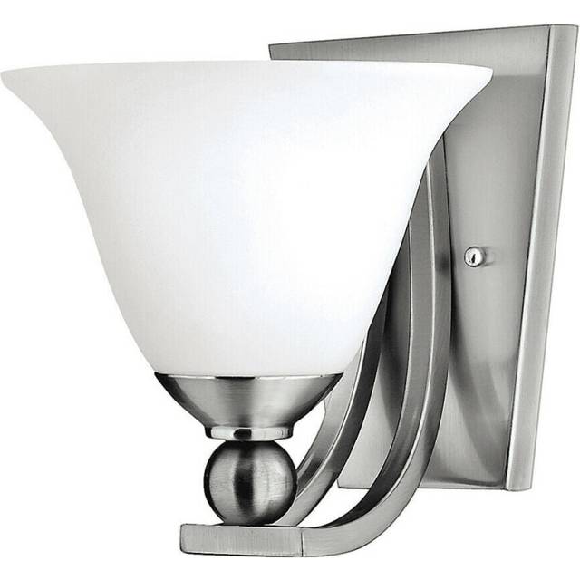 IP44 Wall Light Heavy Sphere Bell Shaped Glass Brushed Nickel LED E27 60W