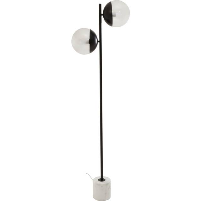 Double Glass Globe Two Light Black Floor Lamp, Minimalist Bedroom Lamp, Sleek And Sturdy Tall Lamp On Floor - One Size