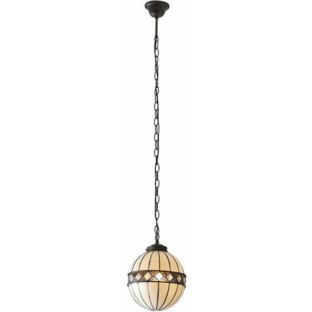 Tiffany Glass Hanging Ceiling Pendant Light Bronze & Natural Globe Shade i00117