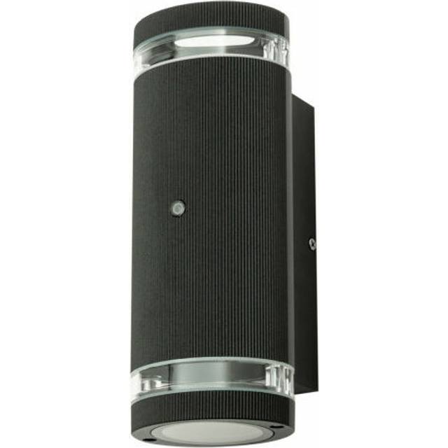 Litecraft Holme Outdoor Up Down Wall Light With Photocell Sensor Black