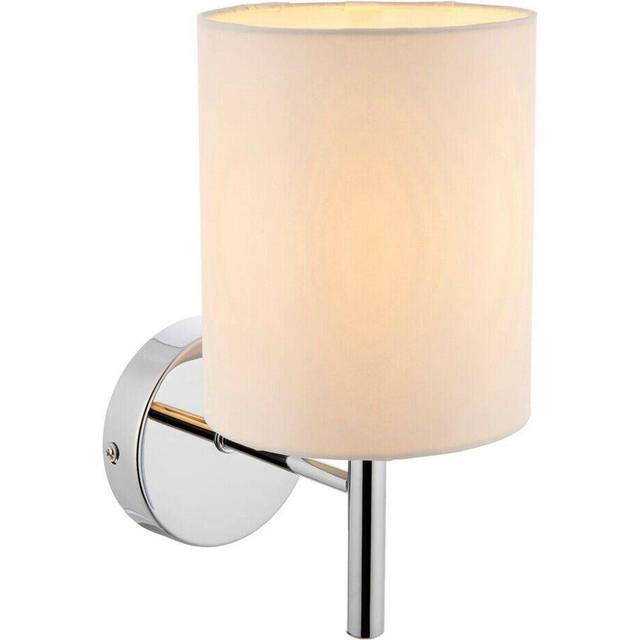 Dimmable LED Wall Light Chrome & Off White Shade Modern Lounge Lamp Lighting