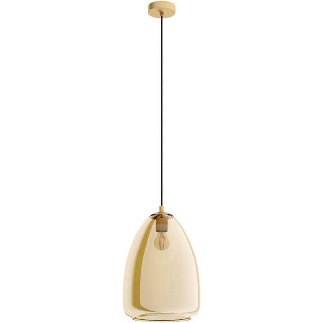 Pendant Light Colour Brushed Brass Shade Amber Glass Vaporized Bulb E27 1x40W