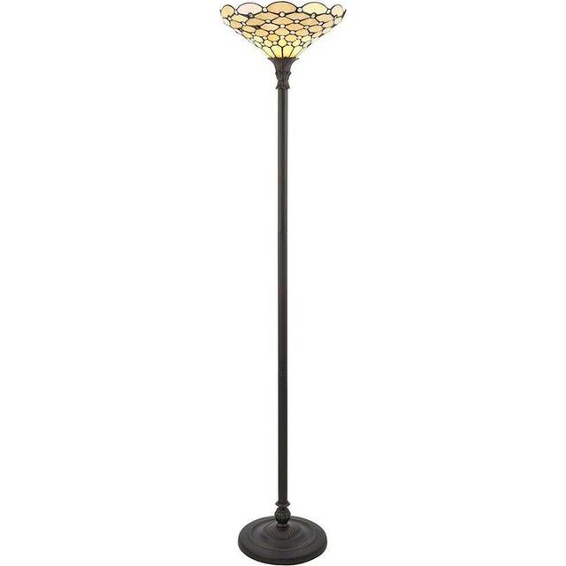1.7m Tiffany Floor Lamp Dark Bronze & Stained Glass Shade Free Standing i00026