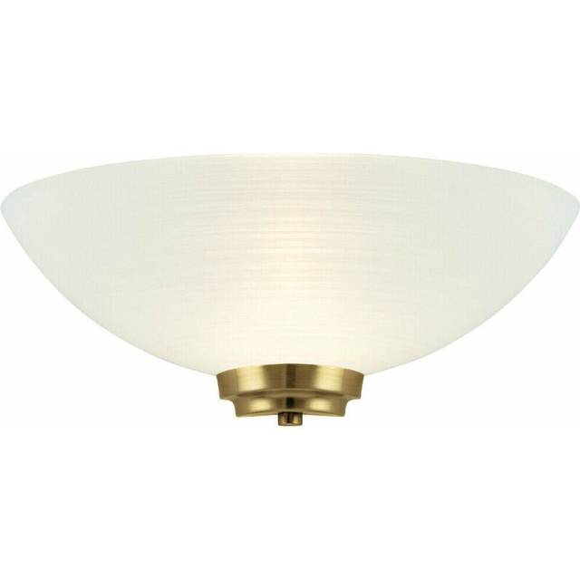 Dimmable LED Wall Light Antique Brass White Line Pattern Glass Shade Dome Lamp