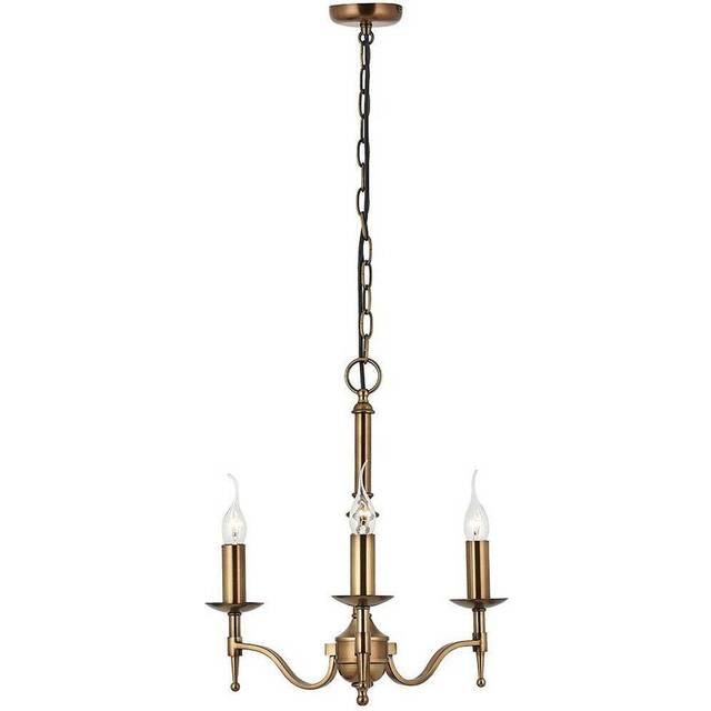Avery Ceiling Pendant Chandelier Light 3 Lamp Antique Brass Curved Candelabra
