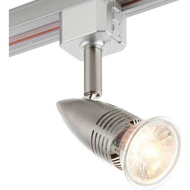 Adjustable Ceiling Track Spotlight Satin Chrome Single 7W GU10 Lamp Downlight