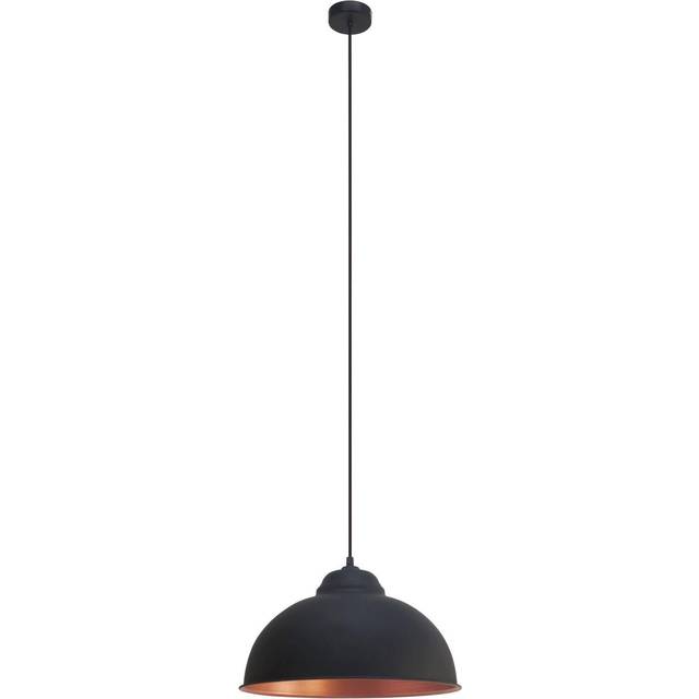 Hanging Ceiling Pendant Light Black & Copper Dome Bowl Shade 1 x 60W E27 Bulb