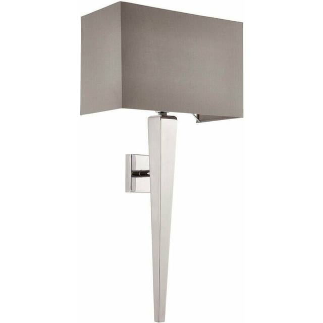 Rectangular Dimmable Wall Light Chrome & Grey Shade Modern Bedside Lamp Fitting