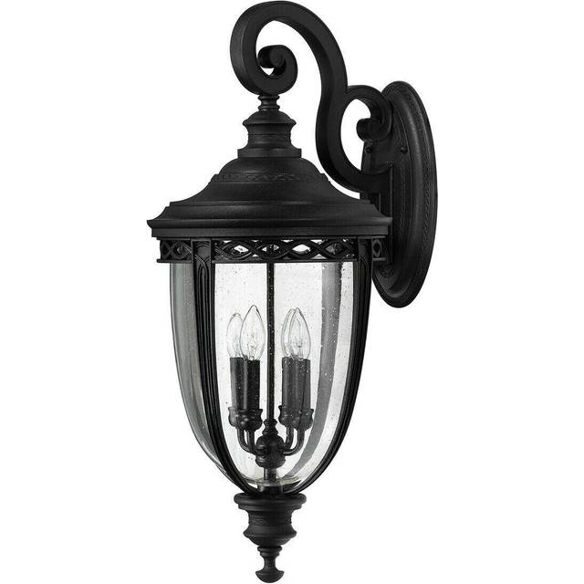 Outdoor IP44 4 Bulb Wall Light Sconce Black LED E14 60W Bulb Outside External