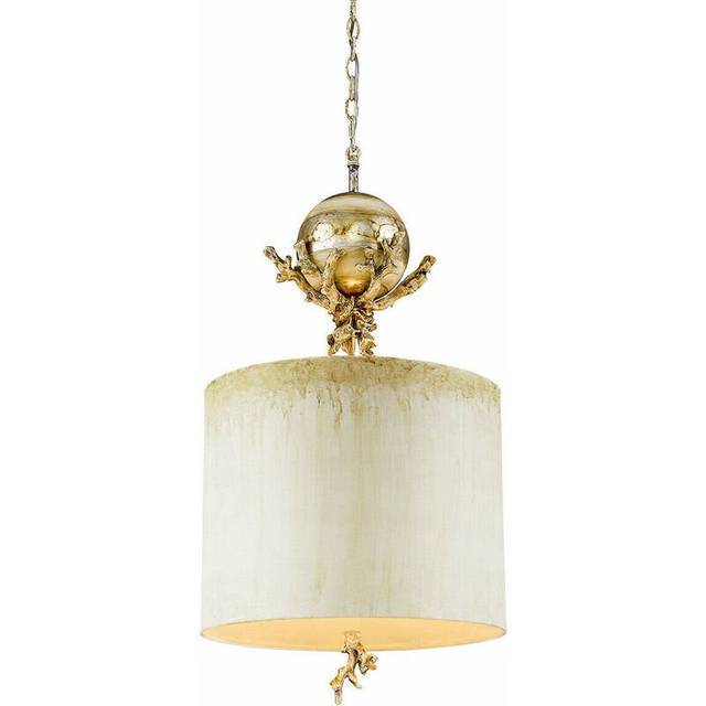 1 Bulb Ceiling Pendant Light Fitting Putty Patina & Silver Leaf LED E27 60W