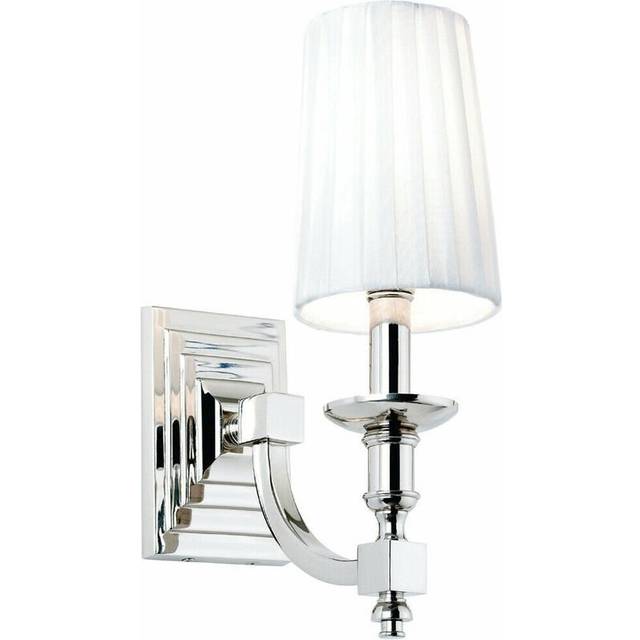 Modern Dimmable Wall Light Nickel & White Pleated Shade Bedside Lamp Fitting Kit