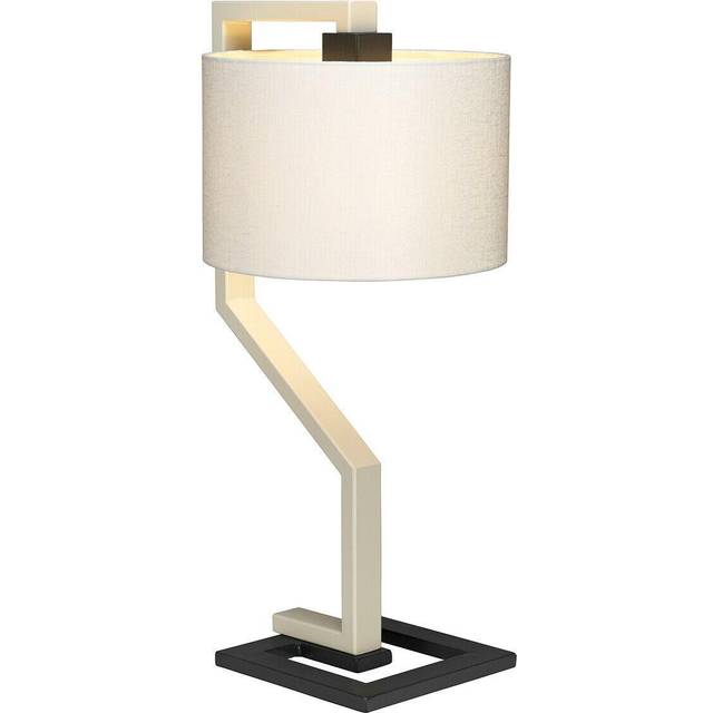 Table Lamp Light Ivory Shade Cream And Dark Grey Painted Metal Base LED E27 60W