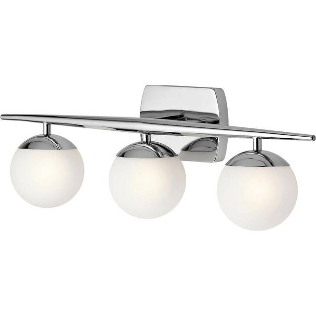 IP44 3 Bulb Wall Light Satin Etched Cased Opal Globes Chrome LED G9 3.5W