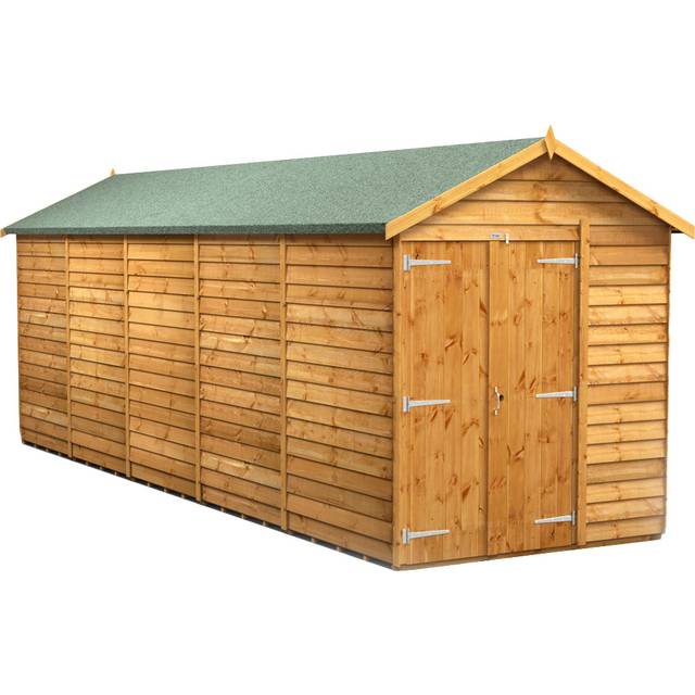 20X6 Power Overlap Apex Windowless Double Door Shed, Brown