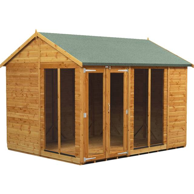 Powersheds Apex Roof Summerhouse 10' x 8', Golden Brown Timber Shiplap Tongue & Groove