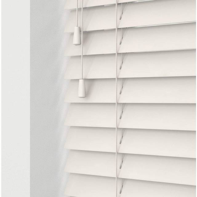 Wooden Venetian Blinds With Strings - Fog White / 40cm