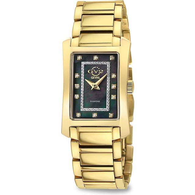 GV2 Women's Luino, Swiss Quartz Watch, Black MOP Dial, 316L Stainless Steel, & Sapphire Crystal in Gold - One Size