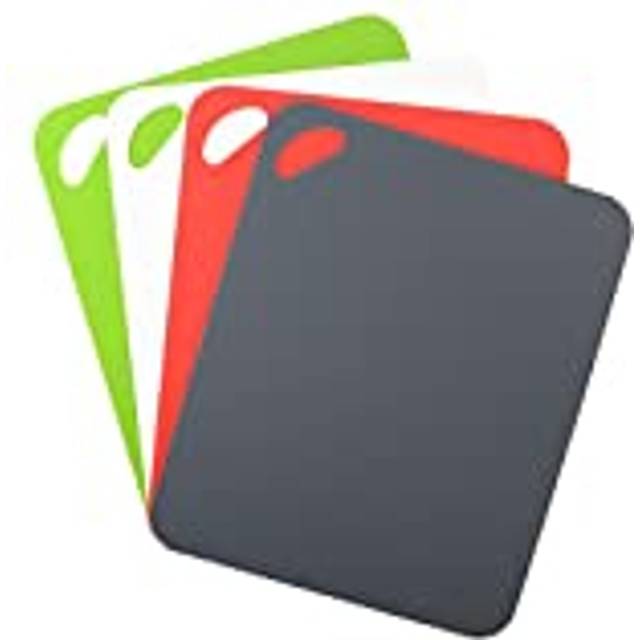 Dexas Heavy Duty Cutting Board Grippmat  Flexible Cutting Boards for Kitchen  Set of 4  Non Slip Plastic Board Cutting Mat 11.5 by 14 Inches Gray  Red