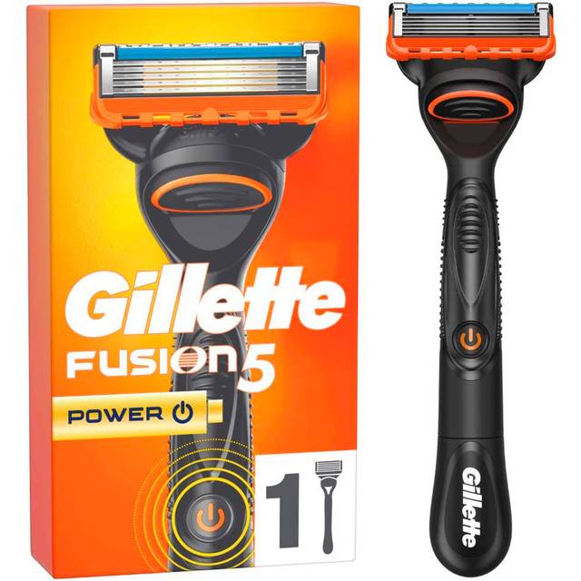 Gillette Fusion 5 Power våt rakapparat för män, 1 rakhyvel + 1 rakblad, med glidremsor för extra bra glidförmåga, gåva för män