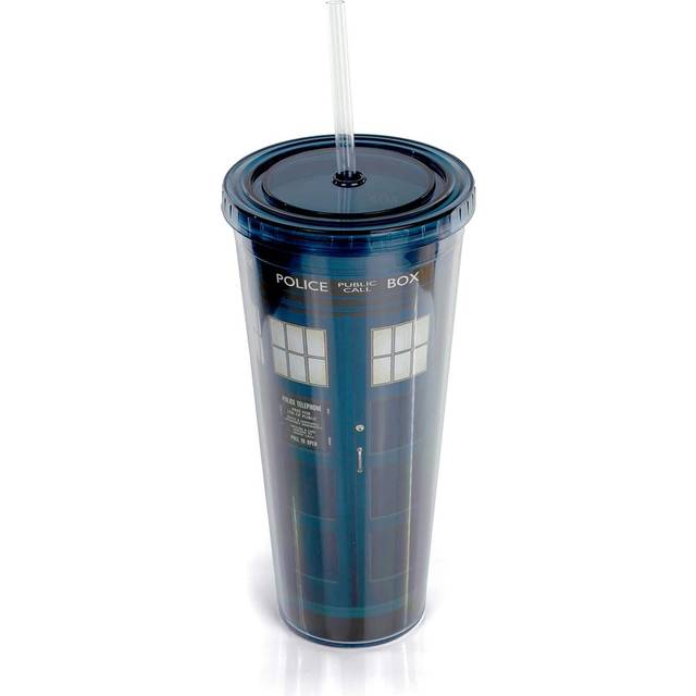 Doctor Who TARDIS 22Oz Acrylic Travel Tumbler With Lid & Straw  DoubleWalled  BPAFree Spill Proof Cup Features Secure  TwistOn Cap & Matching Straw